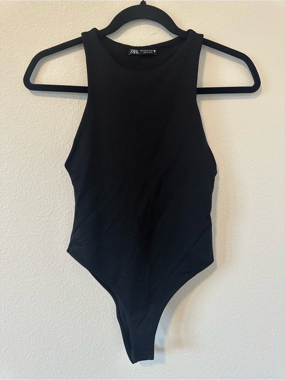 Zara Women’s Black Elegant High-Neck Body-con Bodysuit
